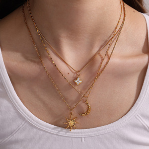 Colgantes Temáticos de Sol, Luna y Estrella, Chapados en Oro de 18K, con Cristales de Estrás, Accesorios de Joyería DIY para Mujer, Uso Diario - Product Image 4