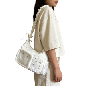 Bolso Itabag con ventana de PVC, estampado de estrellas de felpa, correa fruncida y bolsa de nailon para colección de tarjetas DIY - Product Image 2