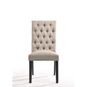 Chaise d'appoint Db Morland en lin beige, finition noire vintage, ensemble de 2 chaises de salle à manger - Product Image 1