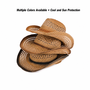 Chapeau de cowboy occidental en paille pour l'été, protection solaire, style rétro ethnique <span class=keywords><strong>Fedora</strong></span>, pour femmes et hommes, vente en gros - Product Image 3
