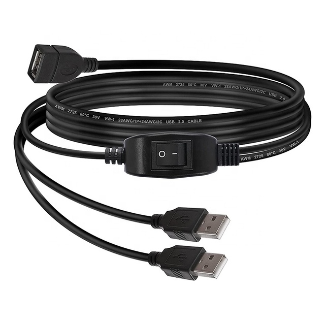 1 Female to 2 Dual Male USB Y Splitter Cable with Data Transfer 5Gbps for Computer & Printer