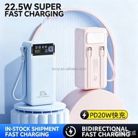 Banco de Energía Portátil Personalizable de Gran Capacidad, 20W 22.5W, Carga Rápida PD, 30000mAh, LED, Cable Integrado, 40000mAh 50000mAh