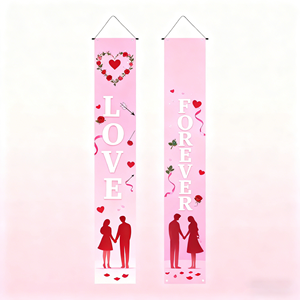 Bannière décorative Saint-Valentin en PVC, à suspendre, en polyester, 30x180cm, longue, rectangulaire, Nouveauté 2026, pour les fêtes de Noël - Product Image 4