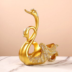 Suo Jun Swan Wine Rack Gold Resin Modern Decorative Bottle Holder For Home Dining <b>Table</b> - Product Image 1