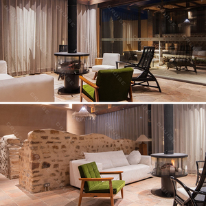 Caminetto <span class=keywords><strong>a</strong></span> <span class=keywords><strong>Gas</strong></span> Decorativo Centrale in Legno e Metallo <span class=keywords><strong>di</strong></span> Grado Commerciale per Bar, Hotel e Lobby - Product Image 5