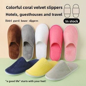 Pantuflas Antideslizantes Reutilizables de Fábrica, Lavables, con Suela Gruesa, de Terciopelo Coral de Colores, para Hoteles, Casas de Huéspedes y Hogares - Product Image 5