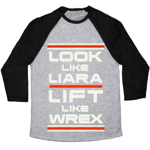 Look Like Liara Lift Like Wrex Camiseta de béisbol unisex de mezcla triple - Product Image 3