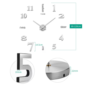 Modern Frameless Large <b>Vintage</b> Metal Art DIY Home <b>Wall</b> <b>Clock</b> Watches Hours Decoration 3D <b>Wall</b> <b>Clock</b> Sticker - Product Image 6