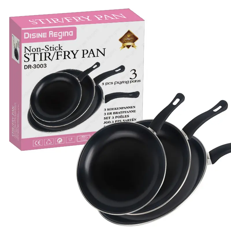 थोक cookware सेट कार्बन स्टील 20cm 25cm 30cm काले nonstick फ्राइंग पैन panci