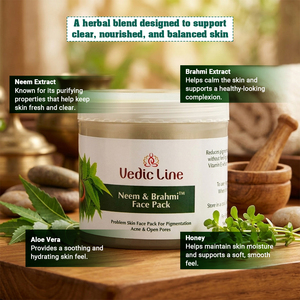 Masque visage Vedic Line de qualité supérieure au Neem et à la Brahmi pour purifier la peau et traiter le visage en profondeur, prix export Inde. - Product Image 4