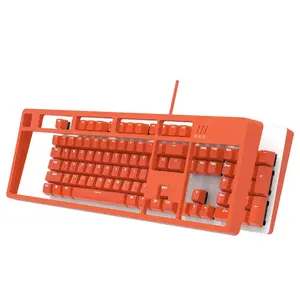Ajazz dkm150 teclado de jogo mecânico, 104 teclas, capa removível, de metal, retroiluminada, para pubg profissional, venda imperdível