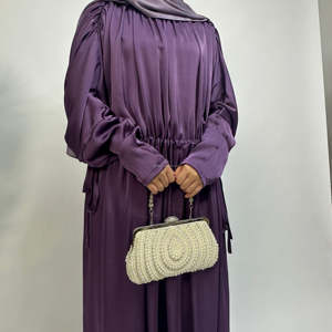 ชุดเดรสอาบายาไก่งวงแบบกำหนดเองชุดเดรสผ้าซาตินชุดเดรสมุสลิมสำหรับผู้หญิงชุดเดรสแขนจีบแบบชิ้นเดียว - Product Image 2