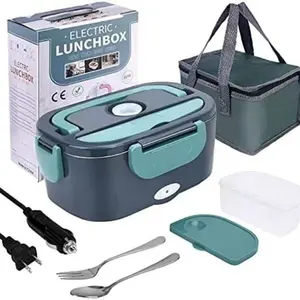 Elektrische Lunchbox Thuis Auto 2-In-1 Roestvrijstalen Plug-In Waterloze Verwarming Elektrische Lunchbox Elektrische Lunchbox