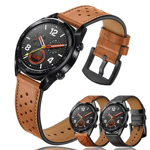 Correia de 22mm de couro genuíno, pulseira de couro para samsung galaxy watch 3 46mm, gear s3 amazfit bip, huawei watch gt 2, correia