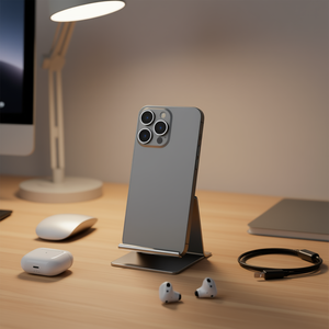 Cubierta Trasera Gris Titanio con Lente de Cámara y Soporte Metálico para Carcasas de Teléfono Móvil iPhone 15 Pro Max - Product Image 3