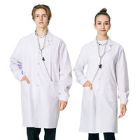 Blouse de laboratoire unisexe en tissu sergé blanc à manches longues, uniforme médical pour les médecins des hôpitaux avec logo personnalisé