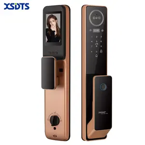 XSDTS M08 स्मार्ट डोर लॉक 3डी फेस रिकग्निशन कैमरा मॉनिटर पासवर्ड फिंगरप्रिंट अनलॉक अस्थायी पासवर्ड