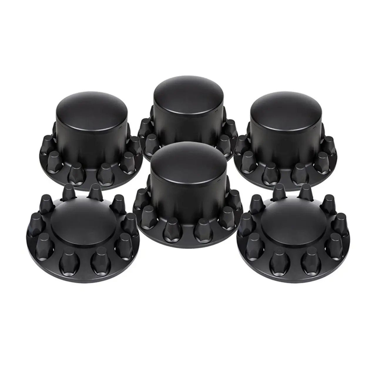 Complete Satin Black Axle Cover Kit With 33MM Thread On Lug Nut Covers