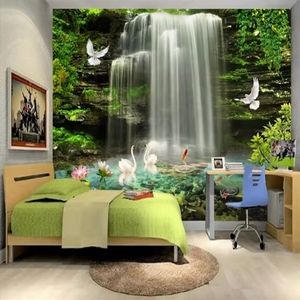 Individuelle Wandbilder 3d-Wandpapiere Heimdekoration natürlicher Wasserfall Fotoband für Wände 3d-Abzieh- und Klebe-Wandpapier - Product Image 1