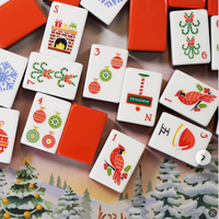 Moderno Juego de Mahjong Americano Rojo Navideño, Juego de Fichas de Acrílico Portátil para Entretenimiento y Juego