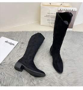 Vente en gros <span class=keywords><strong>Bottes</strong></span> hauteur genou personnalisées <span class=keywords><strong>Bottes</strong></span> mollets larges <span class=keywords><strong>Bottes</strong></span> de cow-boy <span class=keywords><strong>marron</strong></span> à talons pour femmes dame - Product Image 4