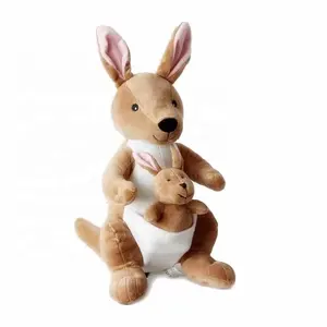 Mom and Baby Kangaroo Stuffed Soft Toy for Gift 30cm Brown Kangaroo Cuddly Toy with Baby