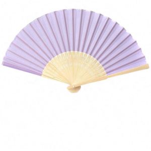 Abanicos Plegables de Bambú de Color Morado Claro de 21 cm de Largo para Bodas, Abanico Personalizado con Logotipo - Product Image 1