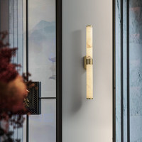 Applique murale LED en albâtre espagnol, design moderne et épuré, cuivre, lumière blanc chaud 3000K, durée de vie 10000 heures, pour salon et chambre
