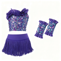 Ensemble de tenues de performance lyrique pour filles et adultes Vennystyle, orné de fleurs et de sequins, en spandex/nylon, en stock