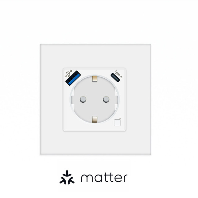 Matter Smart Wall Plug Tuya Intelligent Wifi Smart Plug Alexa Home Socket Eu Standard 100-240v Tuya Wifi Socket Wall Smart Plug