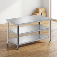 Table de préparation professionnelle en acier inoxydable avec double étagère inférieure, plan de travail de cuisine pour la restauration, hôtels, restaurants et transformation alimentaire