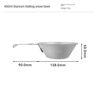 Bol en titane ultraléger pour l'extérieur, 300 ml, 450 ml, avec poignée pliable, pour le camping, la randonnée, la cuisine en plein air, logo OEM