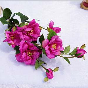 Flores artificiales Decoración de la boda Rosas de seda 7 ramas 7 cabezas <span class=keywords><strong>con</strong></span> hojas de tallo - Product Image 6