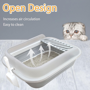 OF New Design Semi-Closed Higher Fence <b>Plastic</b> <b>Large</b> Cat Litter <b>Trays</b> Cat Litter Box With Shovel - Product Image 4
