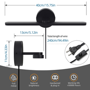 โคมไฟติดผนังอะลูมิเนียมสไตล์นอร์ดิกมินิมอล โมเดิร์น LED แถบยาว IP44 3000K แสงวอร์มไวท์ เหมาะสำหรับห้องนอน ข้างเตียง ห้องนั่งเล่น ฉากหลังทีวี - Product Image 2