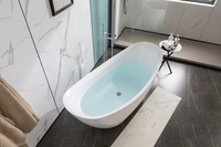 Baignoire ovale autoportante en acrylique blanc de luxe moderne pour hôtels, installation facile