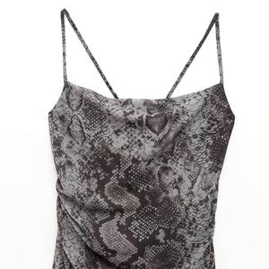 Robe longue décontractée tendance pour femme, imprimé animal noir, bretelles spaghetti, taille XS, respirante, doublure vintage, service OEM - Product Image 3