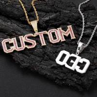 Collier VEROMCA plaqué or, style hip-hop, avec pendentif DIY en zircon, lettres et chiffres, personnalisable, pour hommes et femmes