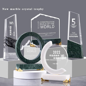 Médailles et Plaques de Récompense d'Assurance <span class=keywords><strong>en</strong></span> Marbre Vert de Forme Ronde avec Impression UV pour Souvenirs d'Entreprise - Product Image 5