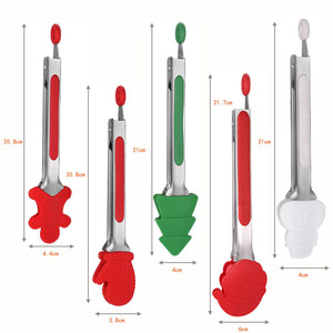 Mini pinces en silicone de Noël, pinces de cuisine en acier inoxydable de 7 pouces avec poignée en silicone - Ustensiles de service écologiques - Product Image 2
