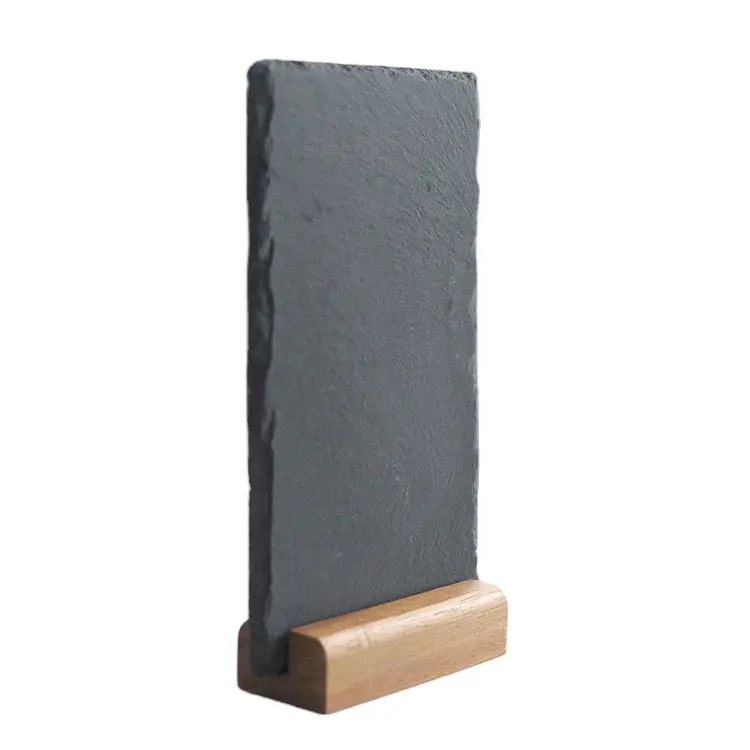 Mini natural slate writing board with wood stand