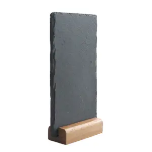 Mini placa de escrita de slate natural, com suporte de madeira