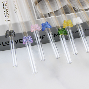 <span class=keywords><strong>Paille</strong></span> en <span class=keywords><strong>Verre</strong></span> Borosilicate <span class=keywords><strong>avec</strong></span> Papillon en <span class=keywords><strong>Verre</strong></span> 3D, Nœud Rose, Couleurs Personnalisables, Lavable au Lave-Vaisselle - Product Image 6