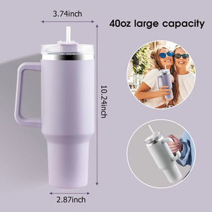 Camping 40oz vaso de acero inoxidable de doble pared botella de agua aislada al vacío con asa taza de café de viaje - Product Image 5
