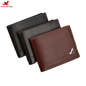 New Fashion Style Business Casual PU Leather Thin Short <b>Wallet</b> Cheap Two Folds Card Holder Case Money Purse RTS Bulk Mixed Order - Product Image 1