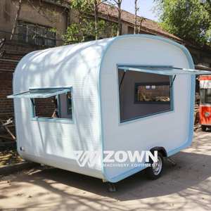 ZOWN Mobile Food Trailer White With Blue Trim Compact Outdoor <b>Vending</b> Kiosk For <b>Sale</b> - Product Image 5