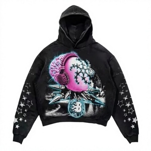 Sudadera con Capucha Negra para Hombre de Yourkung Studio, con Estampado de Máscara de Gas, Corte Regular, Estilo Urbano, Tejido de Algodón, Servicio OEM, Ropa de Invierno - Product Image 3
