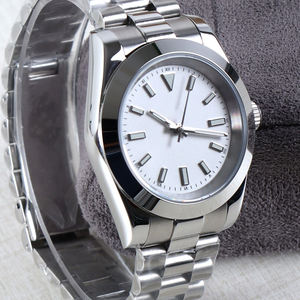 Montre en acier NH35 personnalisée avec logo DIY, 36 mm/39 mm, mouvement automatique, cadran blanc, étanche 10 bars/100 mètres, montre-bracelet de luxe pour homme - Product Image 5