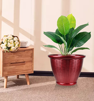 Pot Bunga Plastik PP Bulat Besar untuk Taman Luar Ruangan, Ringan, Minimalis Modern, Finishing Semprot, untuk Dekorasi Rumah & Hotel
