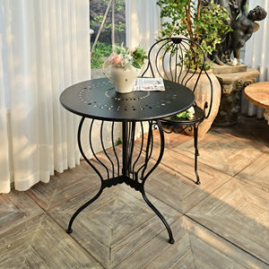 INNOVA HOME Vintage Black/<b>White</b> Metal Decorative Foldable Durable Coffee <b>Table</b> Living Room Accent Furniture Iron Material Home - Product Image 1